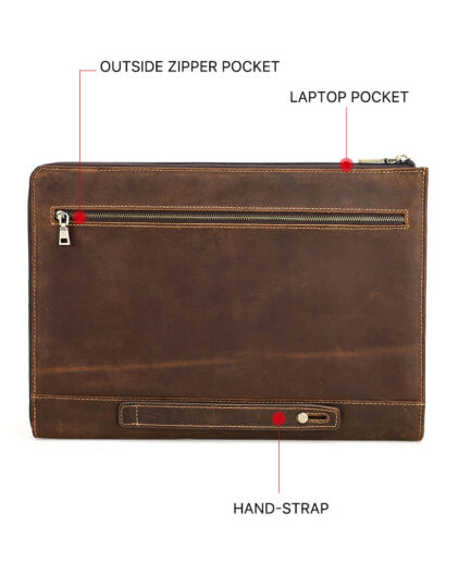 14" Retro Genuine Leather Laptop Sleeve Bag