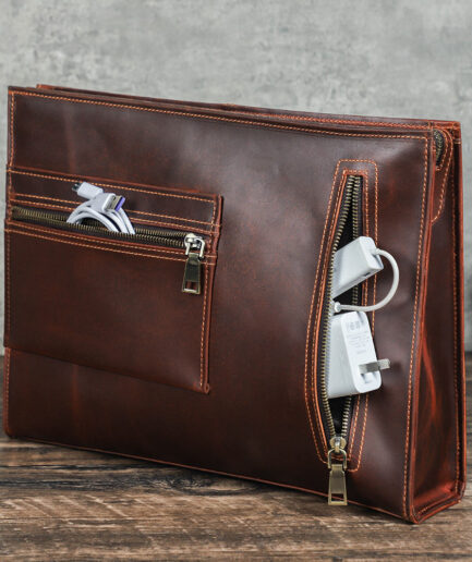 15.3 Inch Leather Laptop Sleeve Business Bag